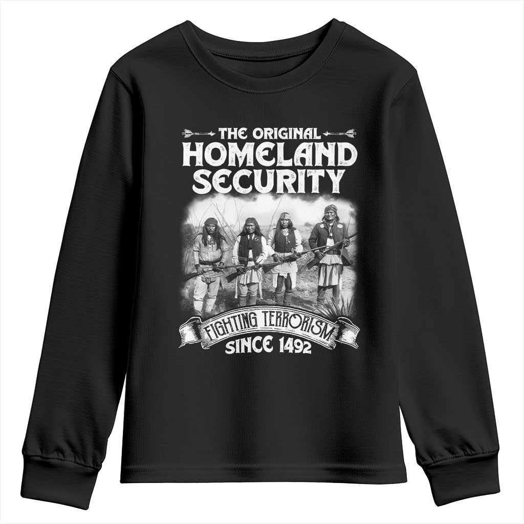 Native American Youth Sweatshirt Original Homeland Security TS09 Black Print Your Wear
