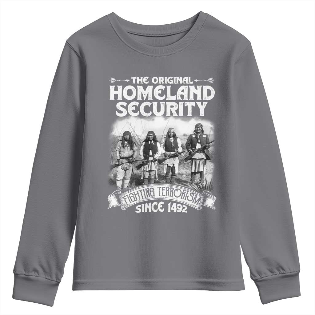 Native American Youth Sweatshirt Original Homeland Security TS09 Charcoal Print Your Wear