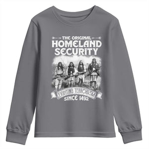 Native American Youth Sweatshirt Original Homeland Security TS09 Charcoal Print Your Wear