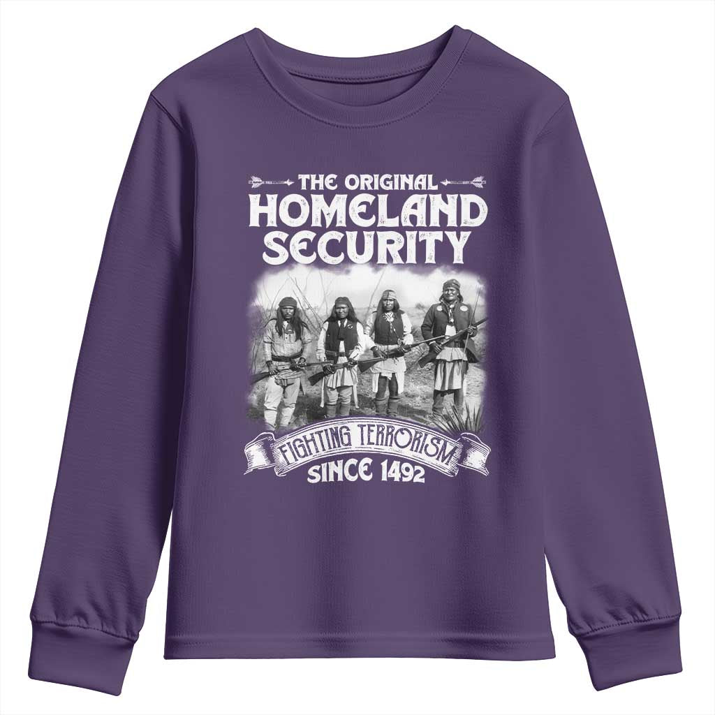 Native American Youth Sweatshirt Original Homeland Security TS09 Purple Print Your Wear