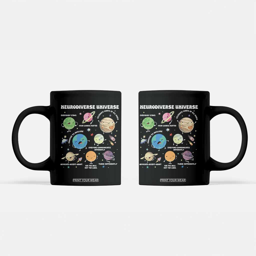 Neurodiverse Universe Coffee Mug Autism Awareness ASD ADHD Neurodiversity Sped Teacher TS02 Black Print Your Wear