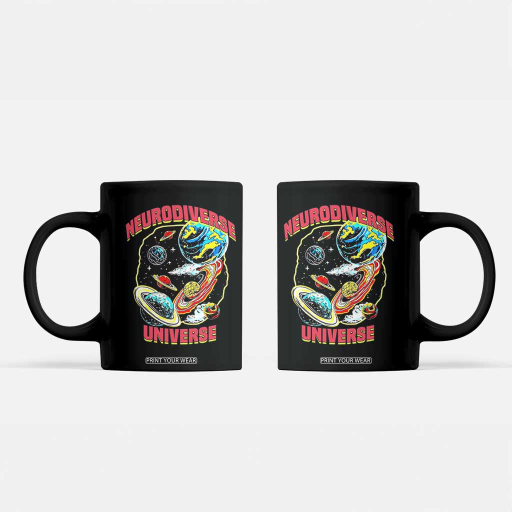 Neurodiverse Universe Coffee Mug Neurodiversity Embrace ADHD Autism ASD TS02 Black Print Your Wear