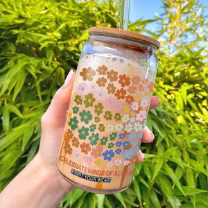 Neurodiversity Boho Floral Glass Can Celebrate Minds of All Kinds Autism ADHD ASD TS02 Print Your Wear