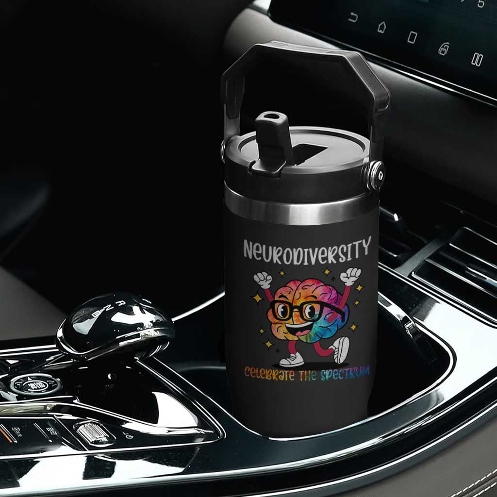 Neurodiversity Brain Flip Straw Tumbler Celebrate The Spectrum Autism Acceptance ASD ADHD TS02 Print Your Wear