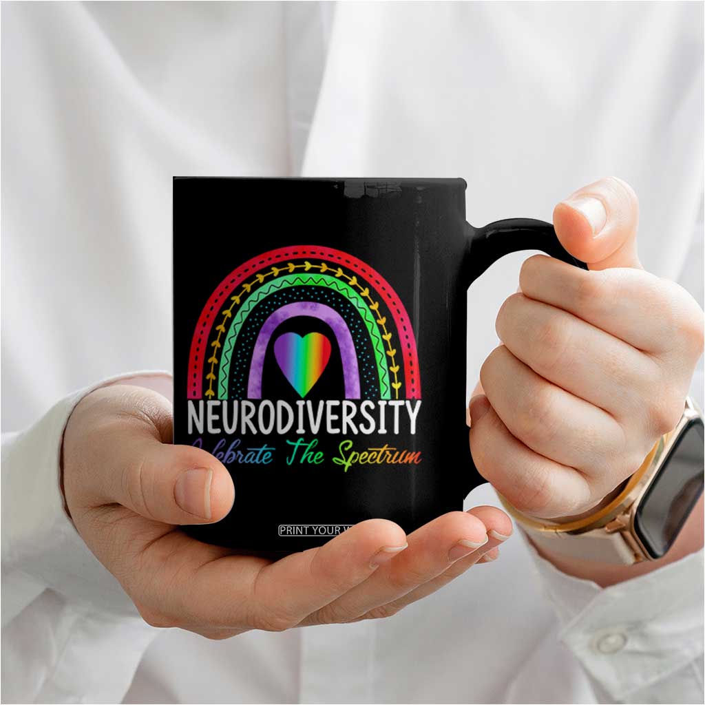 Neurodiversity Coffee Mug Autism Spectrum ASD ADHD Rainbow Boho TS02 Print Your Wear