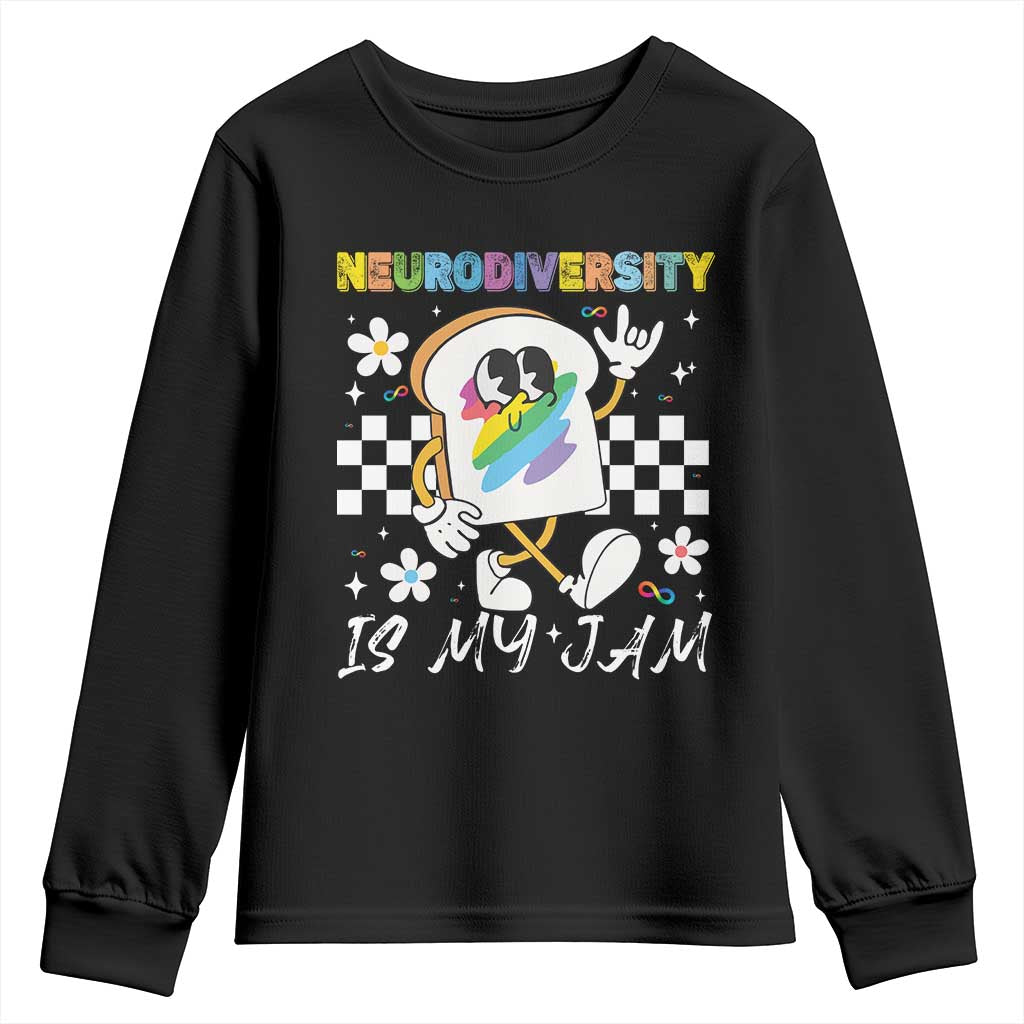 Neurodiversity Is My Jam Inclusion Autism Awareness Youth Sweatshirt Special Education Teacher Para Gift TS10 Black Print Your Wear