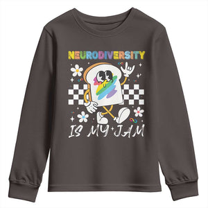 Neurodiversity Is My Jam Inclusion Autism Awareness Youth Sweatshirt Special Education Teacher Para Gift TS10 Dark Chocolate Print Your Wear