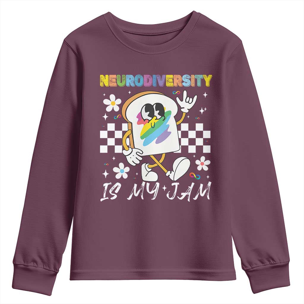 Neurodiversity Is My Jam Inclusion Autism Awareness Youth Sweatshirt Special Education Teacher Para Gift TS10 Maroon Print Your Wear