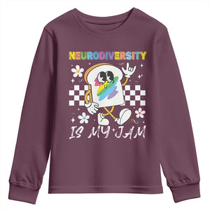 Neurodiversity Is My Jam Inclusion Autism Awareness Youth Sweatshirt Special Education Teacher Para Gift TS10 Maroon Print Your Wear