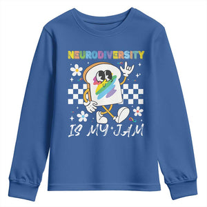 Neurodiversity Is My Jam Inclusion Autism Awareness Youth Sweatshirt Special Education Teacher Para Gift TS10 Royal Blue Print Your Wear