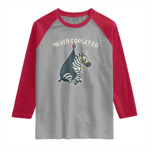 Never Forget Ed The Zebra Meme Raglan Shirt Funny Viral Animal Escape Internet Humor Fans TS02 Sport Gray Red Print Your Wear