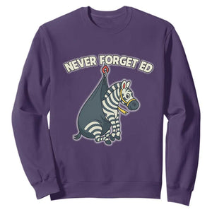 Never Forget Ed The Zebra Meme Sweatshirt Funny Viral Animal Escape Internet Humor Fans TS02 Purple Print Your Wear