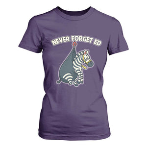 Never Forget Ed The Zebra Meme T Shirt For Women Funny Viral Animal Escape Internet Humor Fans TS02 Purple Print Your Wear