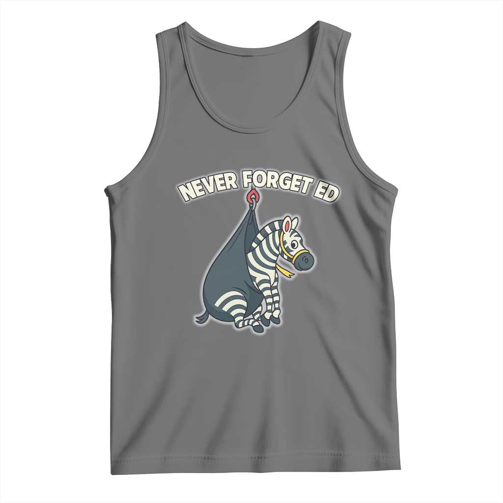 Never Forget Ed The Zebra Meme Tank Top Funny Viral Animal Escape Internet Humor Fans TS02 Black Heather Print Your Wear
