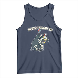 Never Forget Ed The Zebra Meme Tank Top Funny Viral Animal Escape Internet Humor Fans TS02 Navy Print Your Wear