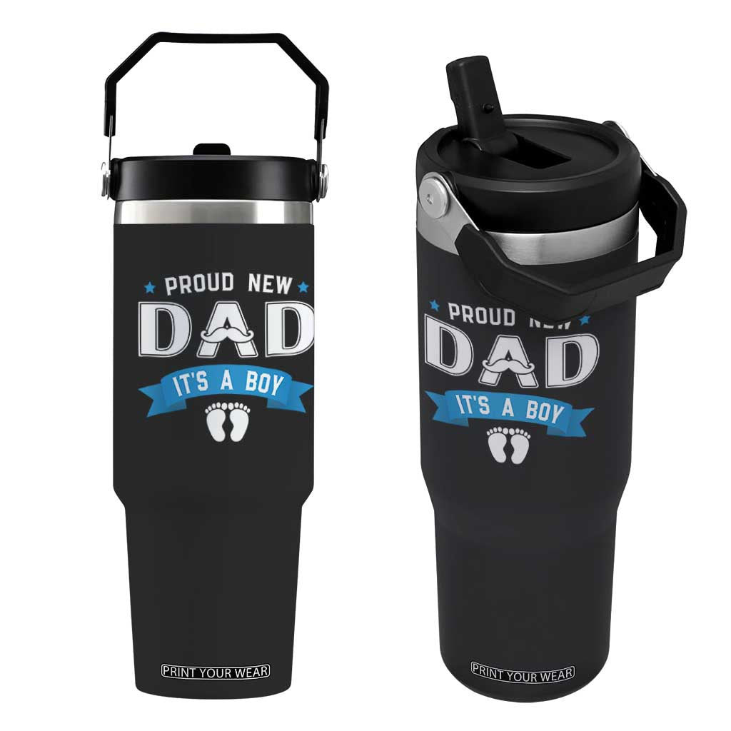 New Dad It's a Boy Flip Straw Tumbler Newborn Daddy Father Baby Boy Son TS10 One Size: 30 oz Black Print Your Wear