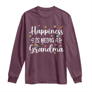 New Grandma Long Sleeve Shirt Happiness is Being a Grandma Grandmother TS10 Maroon Print Your Wear
