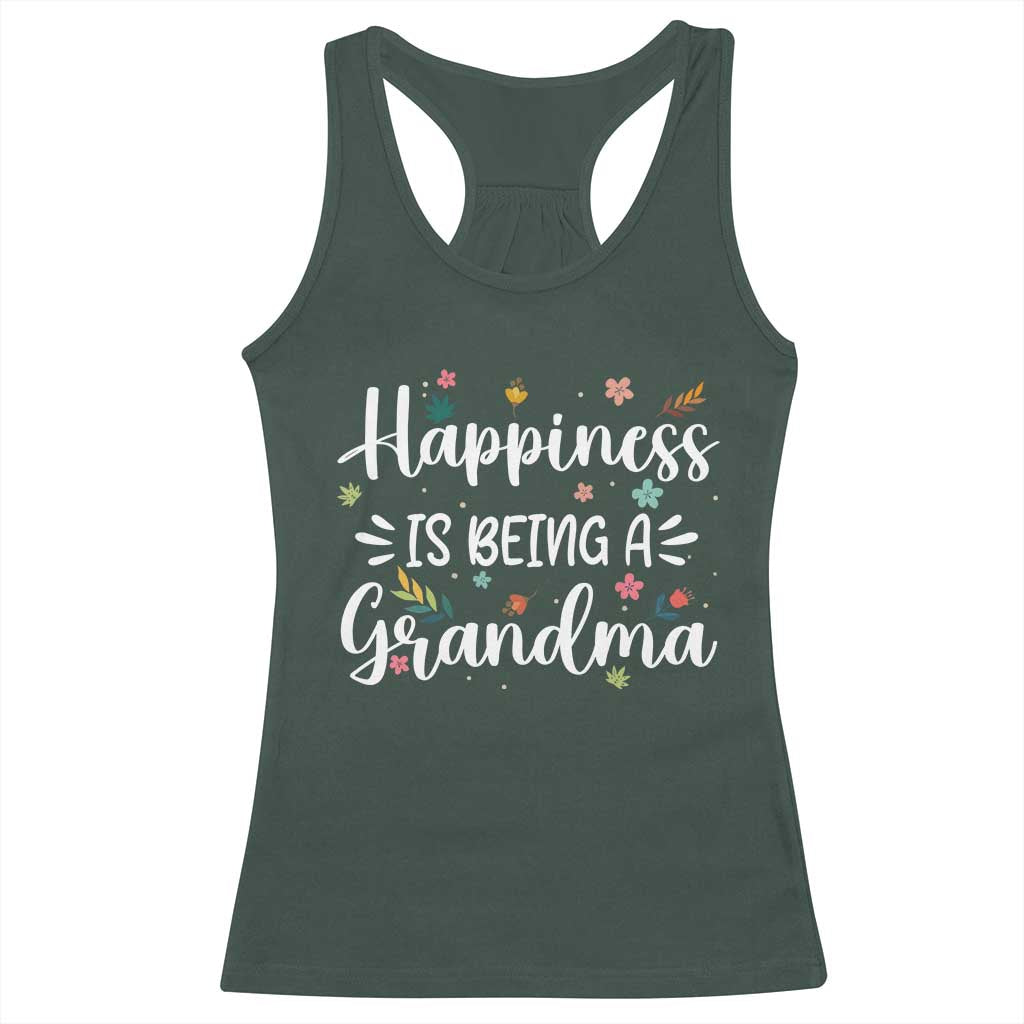 New Grandma Racerback Tank Top Happiness is Being a Grandma Grandmother TS10 Dark Forest Green Print Your Wear