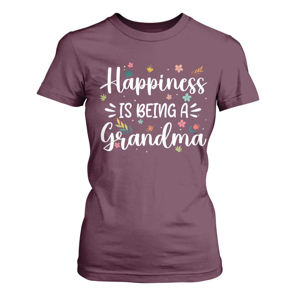 New Grandma T Shirt For Women Happiness is Being a Grandma Grandmother TS10 Maroon Print Your Wear
