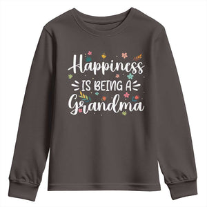 New Grandma Youth Sweatshirt Happiness is Being a Grandma Grandmother TS10 Dark Chocolate Print Your Wear