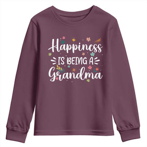 New Grandma Youth Sweatshirt Happiness is Being a Grandma Grandmother TS10 Maroon Print Your Wear