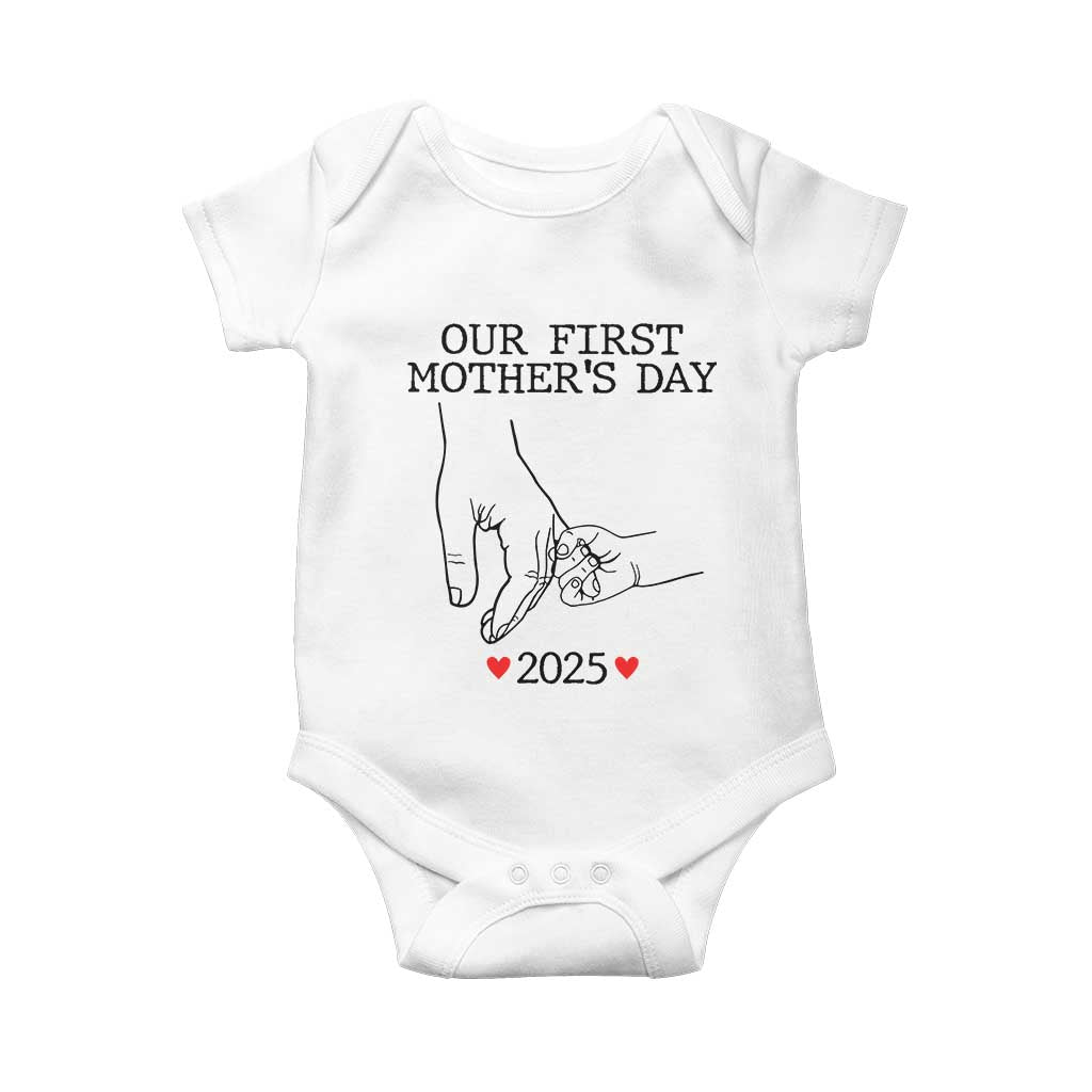 New Mom Est. 2025 Baby Onesie First Mothers Day Matching Gift Light TS02 White Print Your Wear