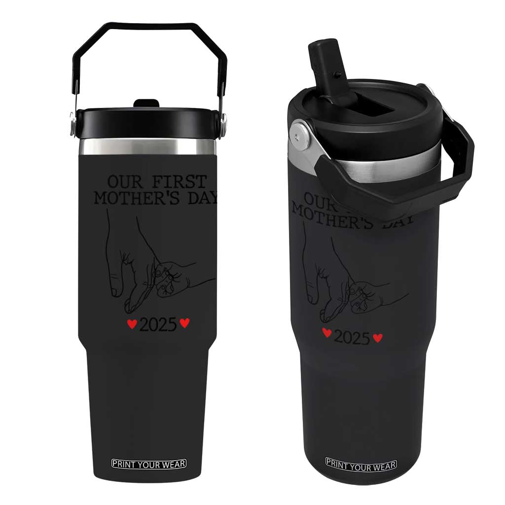 New Mom Est. 2025 Flip Straw Tumbler First Mothers Day Matching Gift Light TS02 One Size: 30 oz Black Print Your Wear
