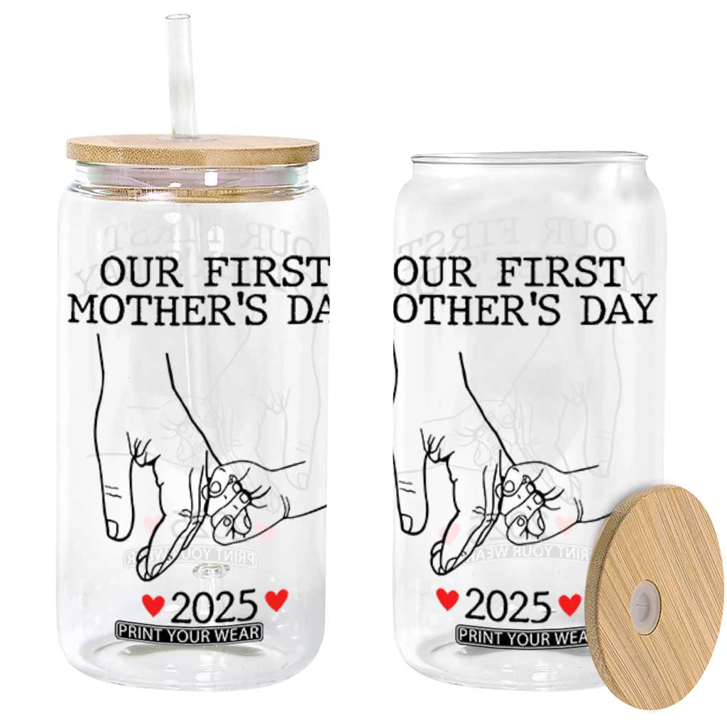 New Mom Est. 2025 Glass Can First Mothers Day Matching Gift Light TS02 Black Print Your Wear