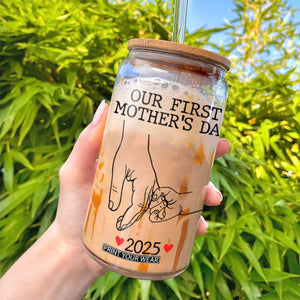 New Mom Est. 2025 Glass Can First Mothers Day Matching Gift Light TS02 Print Your Wear