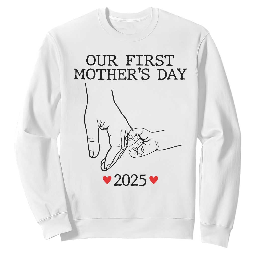 New Mom Est. 2025 Sweatshirt First Mothers Day Matching Gift Light TS02 White Print Your Wear