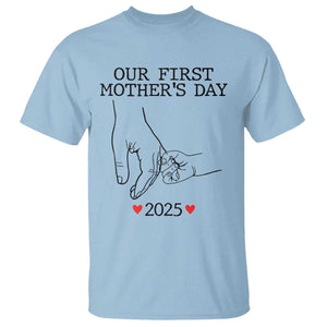 New Mom Est. 2025 T Shirt First Mothers Day Matching Gift Light TS02 Light Blue Print Your Wear