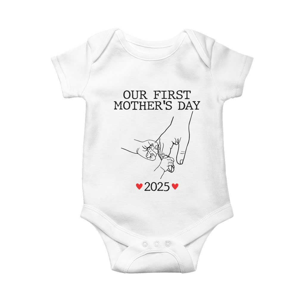 New Mom of Twins Est. 2025 Baby Onesie First Mothers Day Matching Gift Light TS02 White Print Your Wear
