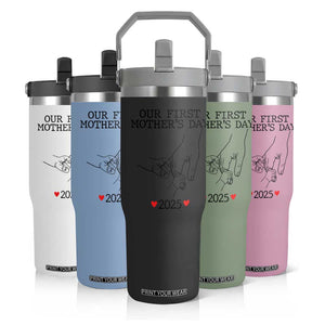 New Mom of Twins Est. 2025 Flip Straw Tumbler First Mothers Day Matching Gift Light TS02 Print Your Wear