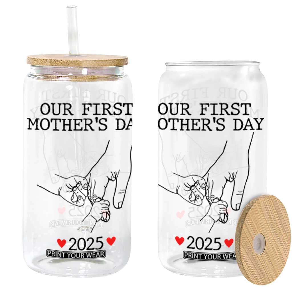 New Mom of Twins Est. 2025 Glass Can First Mothers Day Matching Gift Light TS02 Black Print Your Wear