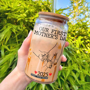 New Mom of Twins Est. 2025 Glass Can First Mothers Day Matching Gift Light TS02 Print Your Wear