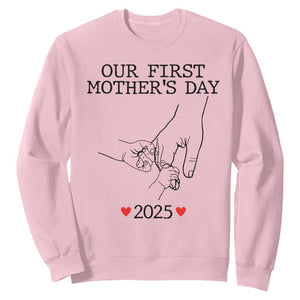 New Mom of Twins Est. 2025 Sweatshirt First Mothers Day Matching Gift Light TS02 Light Pink Print Your Wear