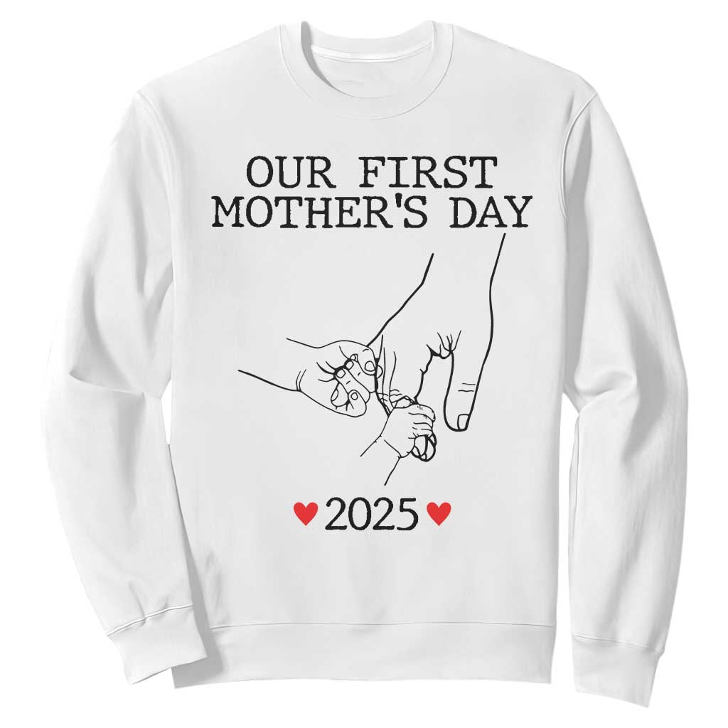 New Mom of Twins Est. 2025 Sweatshirt First Mothers Day Matching Gift Light TS02 White Print Your Wear