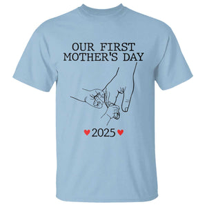 New Mom of Twins Est. 2025 T Shirt First Mothers Day Matching Gift Light TS02 Light Blue Print Your Wear
