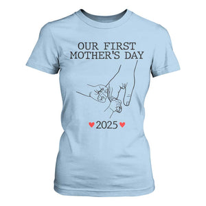 New Mom of Twins Est. 2025 T Shirt For Women First Mothers Day Matching Gift Light TS02 Light Blue Print Your Wear