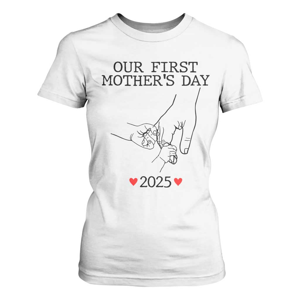 New Mom of Twins Est. 2025 T Shirt For Women First Mothers Day Matching Gift Light TS02 White Print Your Wear