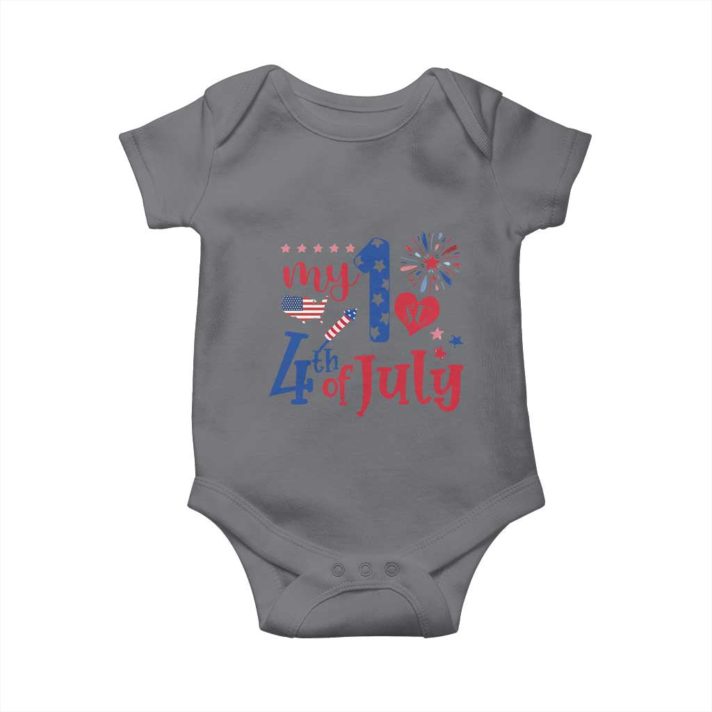 Newborn My First 4th of July Baby Onesie Baby Infant Neutral Outfits Stars Stripe TS10 Charcoal Print Your Wear