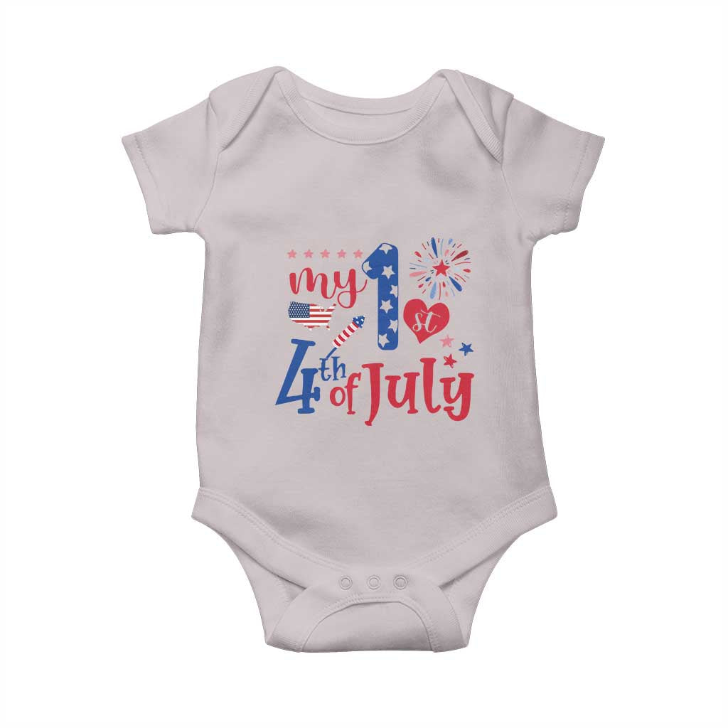 Newborn My First 4th of July Baby Onesie Baby Infant Neutral Outfits Stars Stripe TS10 Ice Gray Print Your Wear