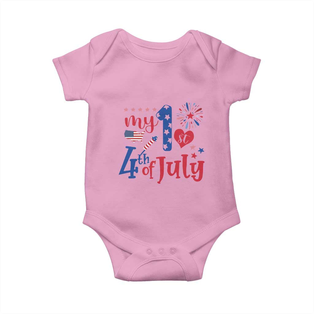 Newborn My First 4th of July Baby Onesie Baby Infant Neutral Outfits Stars Stripe TS10 Light Pink Print Your Wear