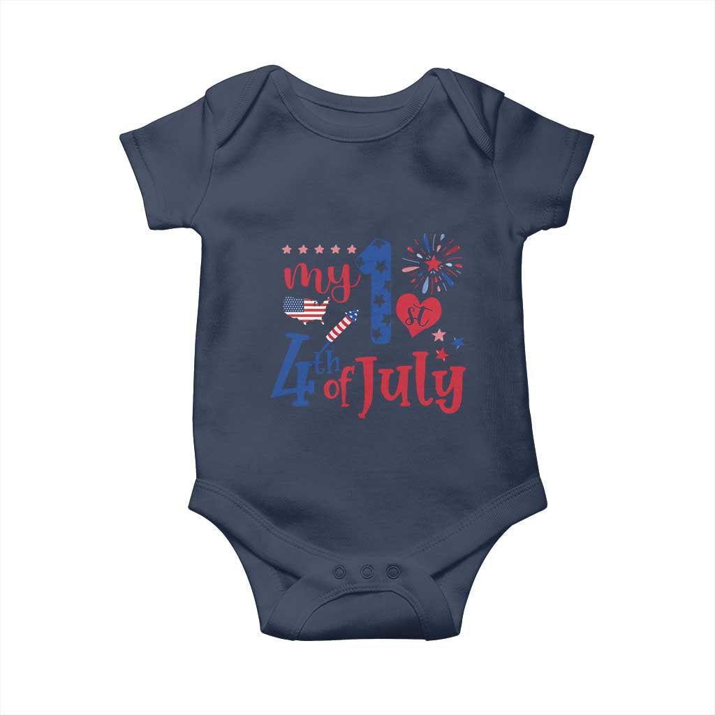 Newborn My First 4th of July Baby Onesie Baby Infant Neutral Outfits Stars Stripe TS10 Navy Print Your Wear