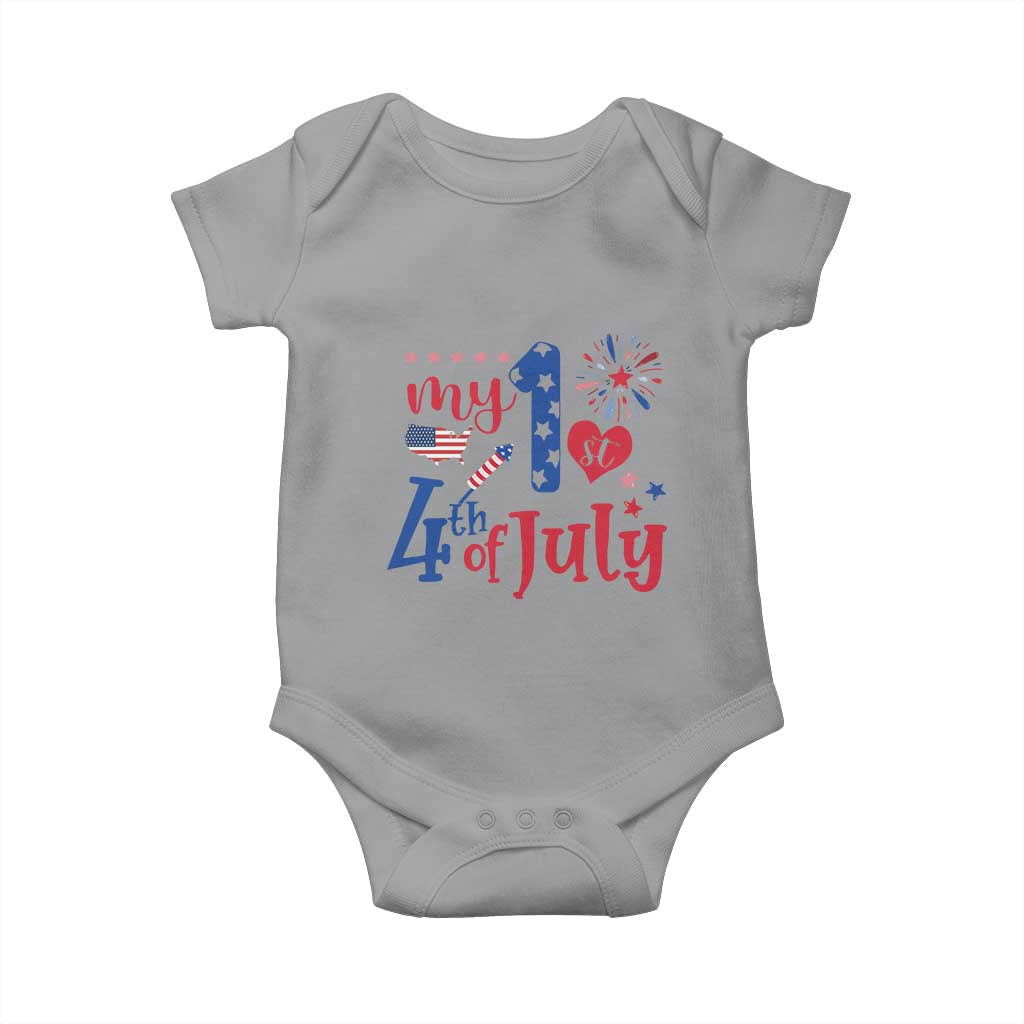 Newborn My First 4th of July Baby Onesie Baby Infant Neutral Outfits Stars Stripe TS10 Sport Gray Print Your Wear