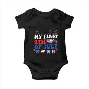 Newborn My First 4th of July Baby Onesie Groovy Baby Infant Neutral Outfits Stars Stripe TS10 Black Print Your Wear