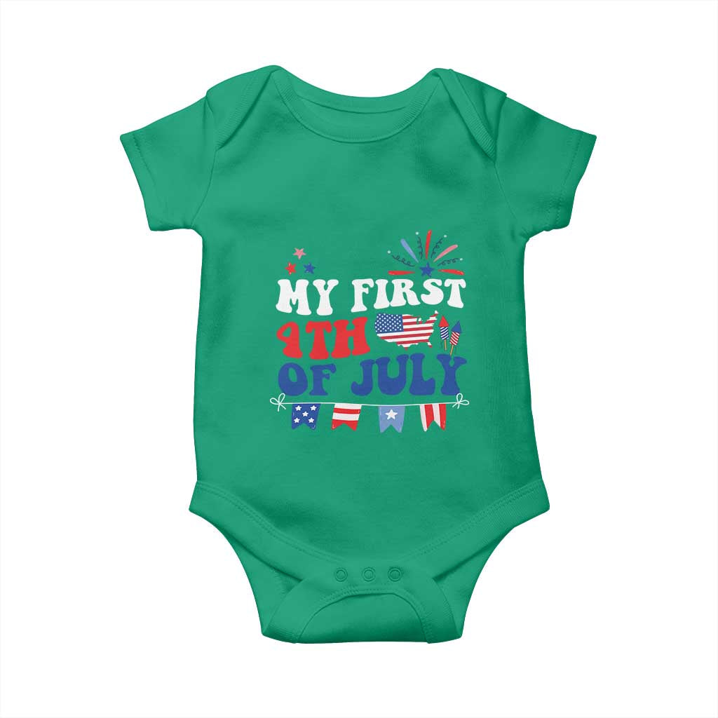 Newborn My First 4th of July Baby Onesie Groovy Baby Infant Neutral Outfits Stars Stripe TS10 Irish Green Print Your Wear