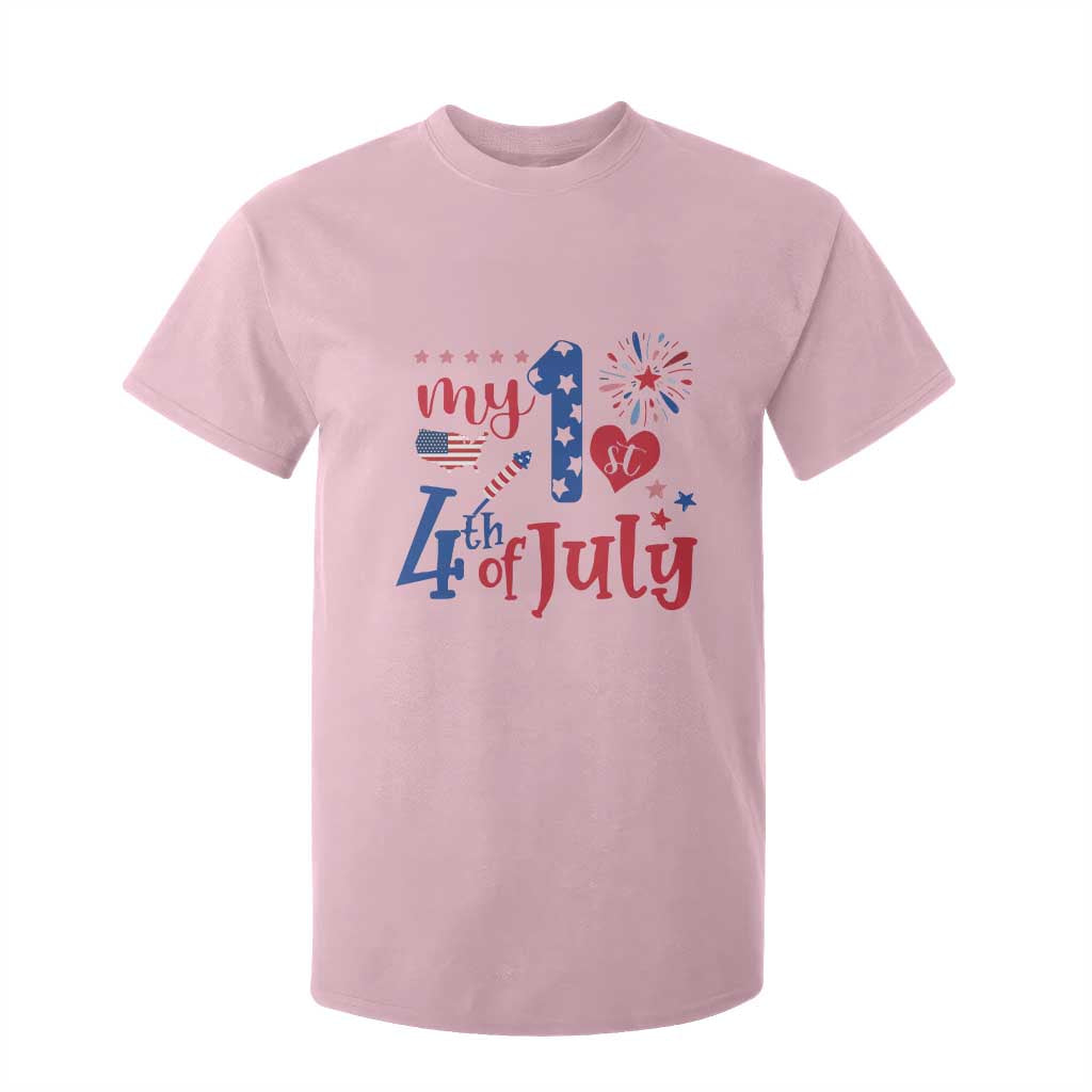 Newborn My First 4th of July T Shirt For Kid Baby Infant Neutral Outfits Stars Stripe TS10 Light Pink Print Your Wear