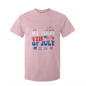 Newborn My First 4th of July T Shirt For Kid Groovy Baby Infant Neutral Outfits Stars Stripe TS10 Light Pink Print Your Wear