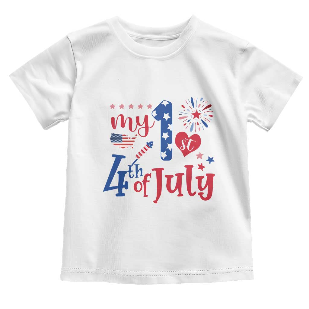 Newborn My First 4th of July Toddler T Shirt Baby Infant Neutral Outfits Stars Stripe TS10 White Print Your Wear